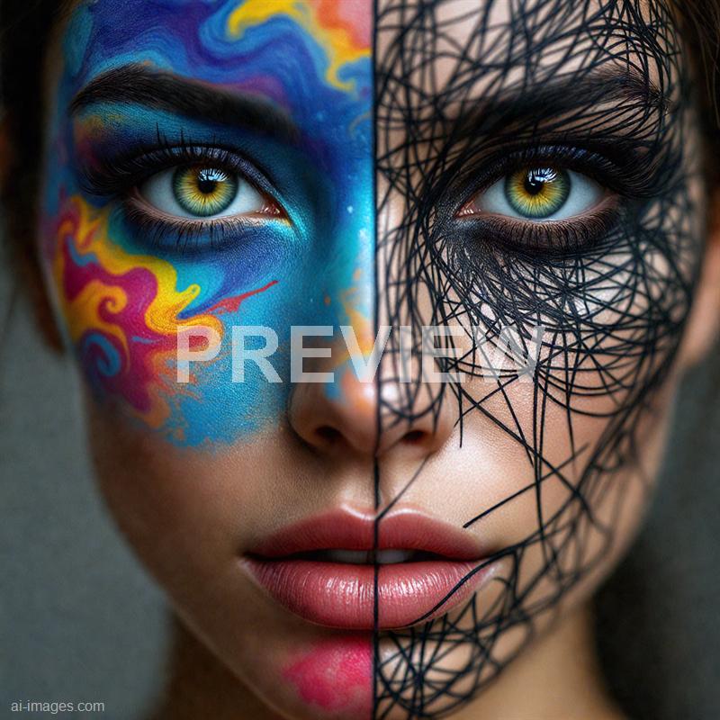 3460 - half-of-a-face-painted-in-vibrant-colors-while-the-ot_250421003723_Filename Text 2_03643_Filename Text 3